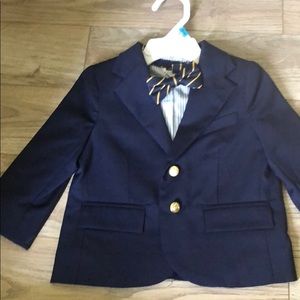 Janie and Jack formal blue suit coat and tie